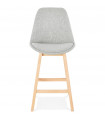 Tabouret de bar design gris en tissu et bois Leila Mini