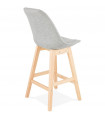 Tabouret de bar design gris en tissu et bois Leila Mini