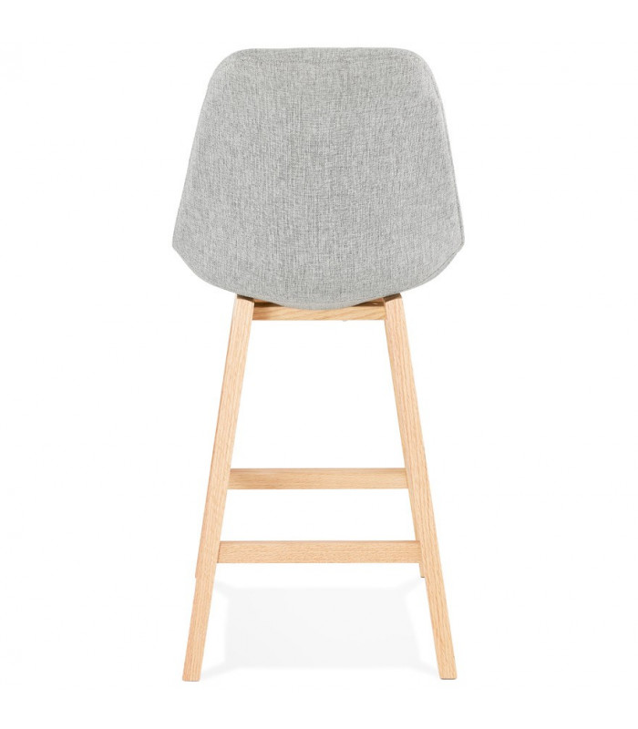 Tabouret de bar design gris en tissu et bois Leila Mini