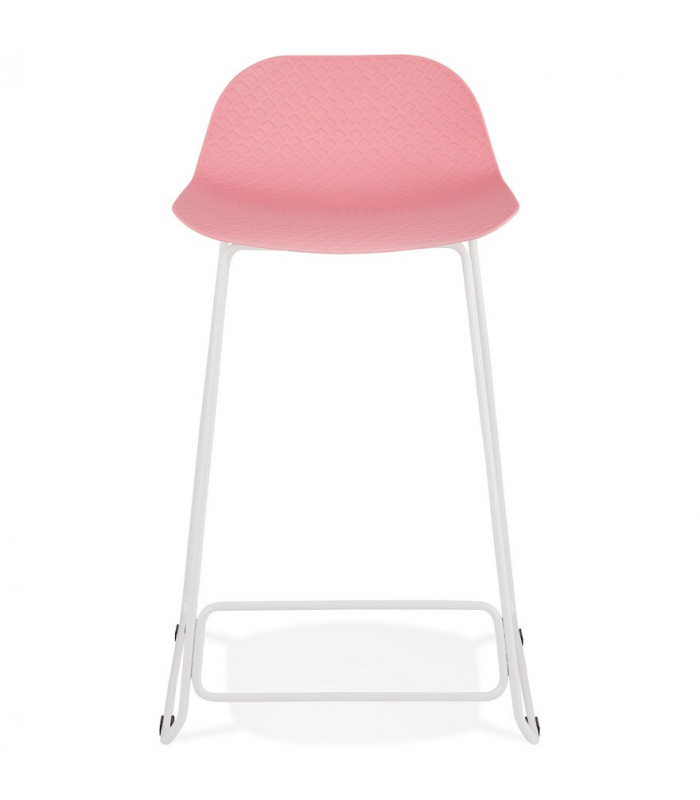 Tabouret de bar design rose en plastique et métal Monaco Mini
