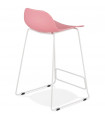 Tabouret de bar design rose en plastique et métal Monaco Mini