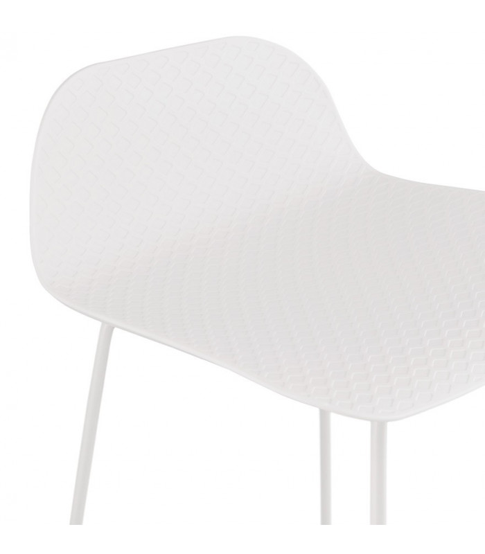 Tabouret de bar design blanc en plastique et métal Monaco
