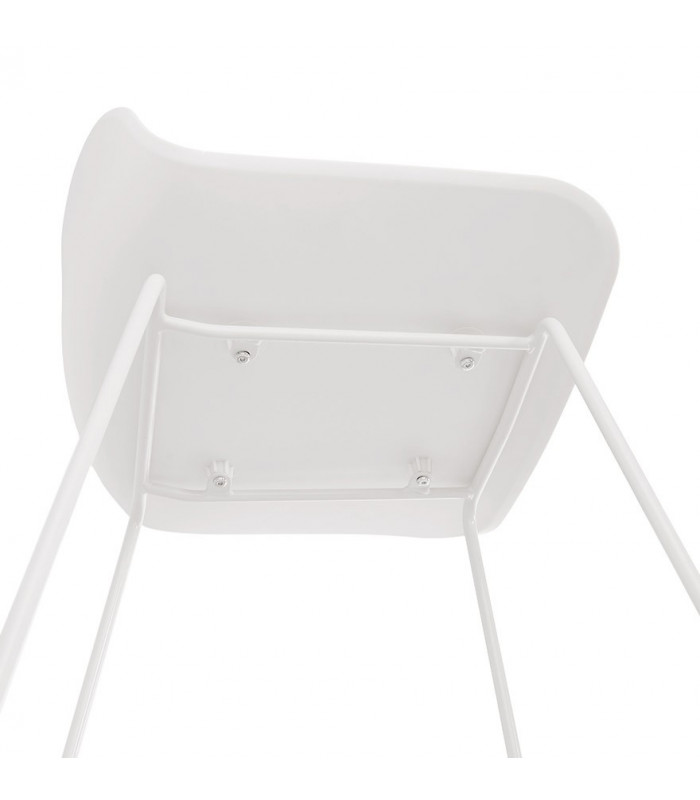 Tabouret de bar design blanc en plastique et métal Monaco