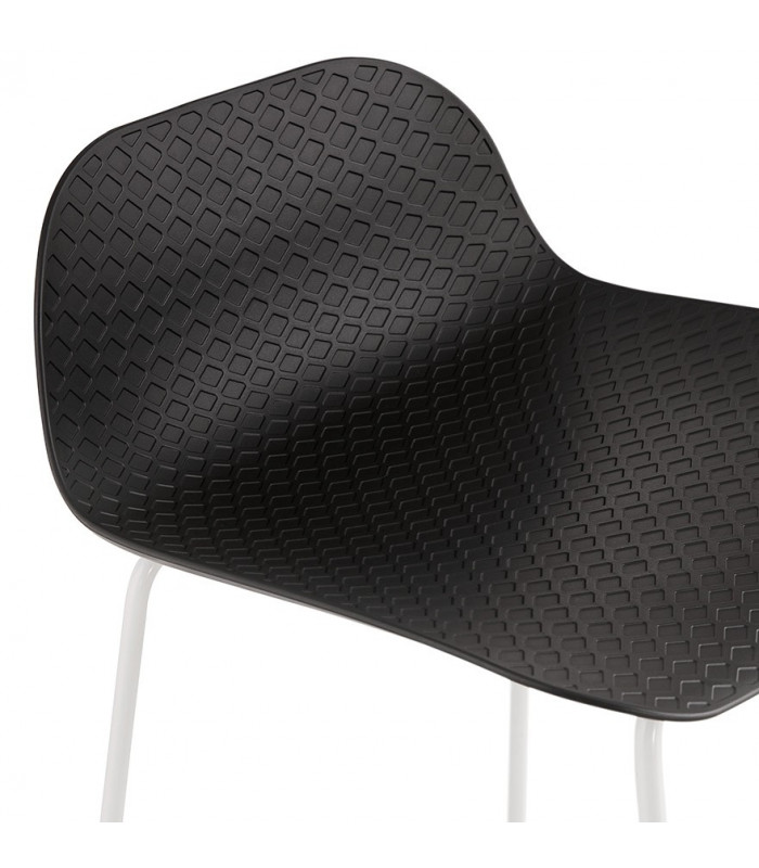 Tabouret de bar design noir en plastique et métal Monaco