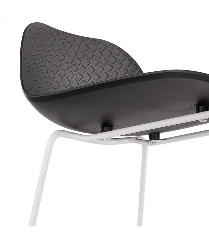 Tabouret de bar design noir en plastique et métal Monaco