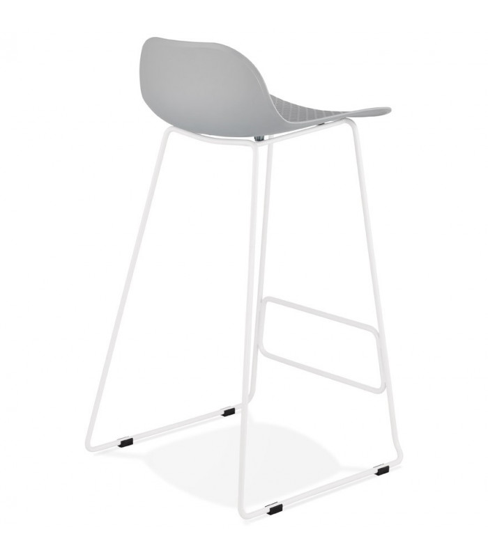 Tabouret de bar design gris en plastique et métal Monaco