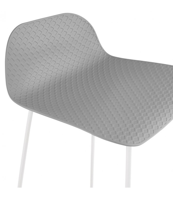 Tabouret de bar design gris en plastique et métal Monaco