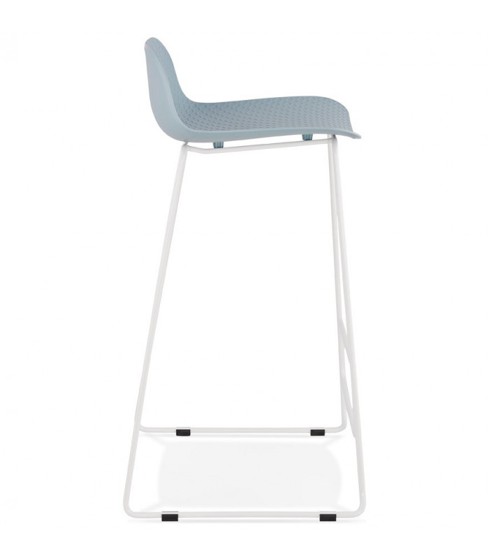 Tabouret de bar design bleu en plastique et métal Monaco