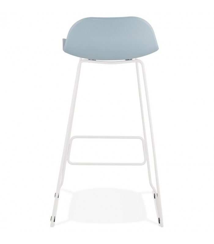 Tabouret de bar design bleu en plastique et métal Monaco