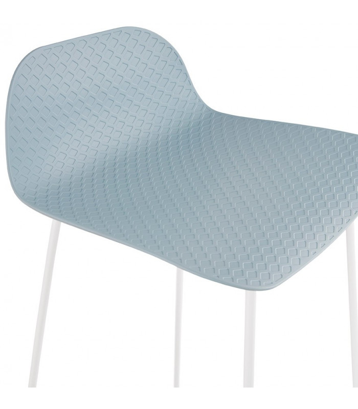 Tabouret de bar design bleu en plastique et métal Monaco