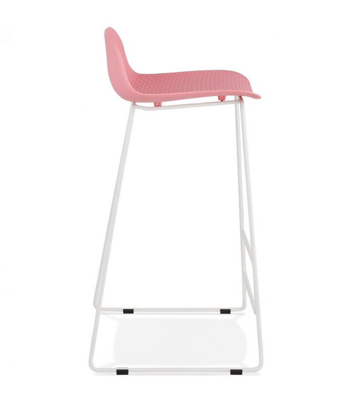 Tabouret de bar design rose en plastique et métal Monaco