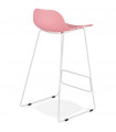 Tabouret de bar design rose en plastique et métal Monaco