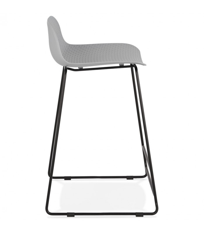 Tabouret de bar design gris en plastique et métal Monaco Mini