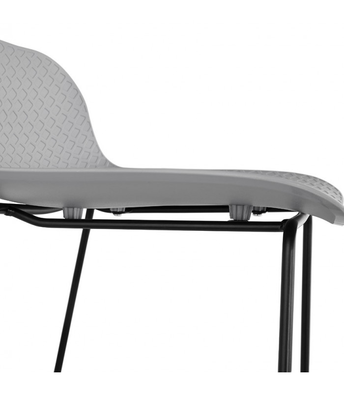 Tabouret de bar design gris en plastique et métal Monaco Mini