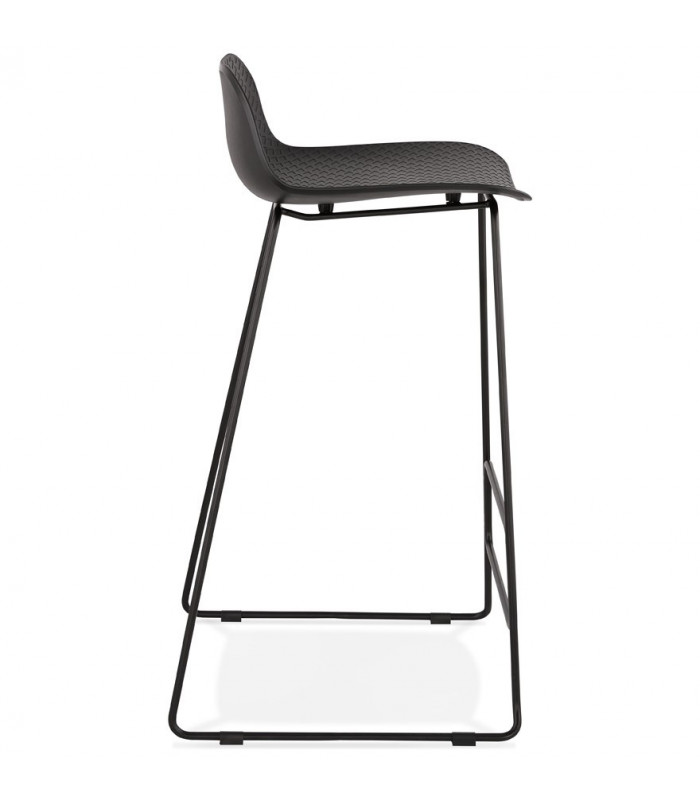 Tabouret de bar design noir en plastique et métal Monaco