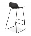 Tabouret de bar design noir en plastique et métal Monaco