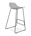 Tabouret de bar design gris en plastique et métal Monaco
