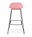 Tabouret de bar design rose en plastique et métal Monaco