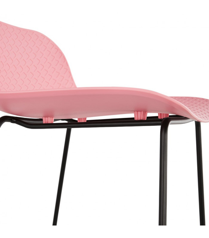 Tabouret de bar design rose en plastique et métal Monaco