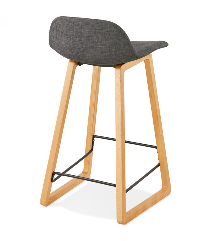 Tabouret de bar design gris foncé en tissu et bois Parkman Mini