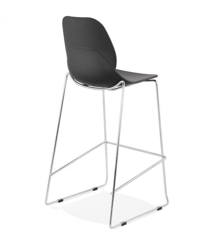 Tabouret de bar design noir en plastique et métal Reman