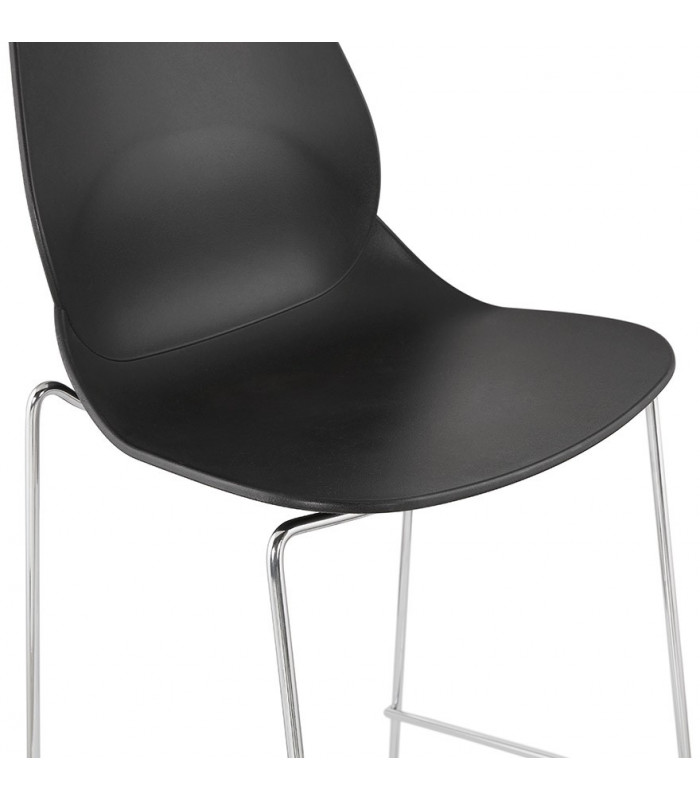 Tabouret de bar design noir en plastique et métal Reman