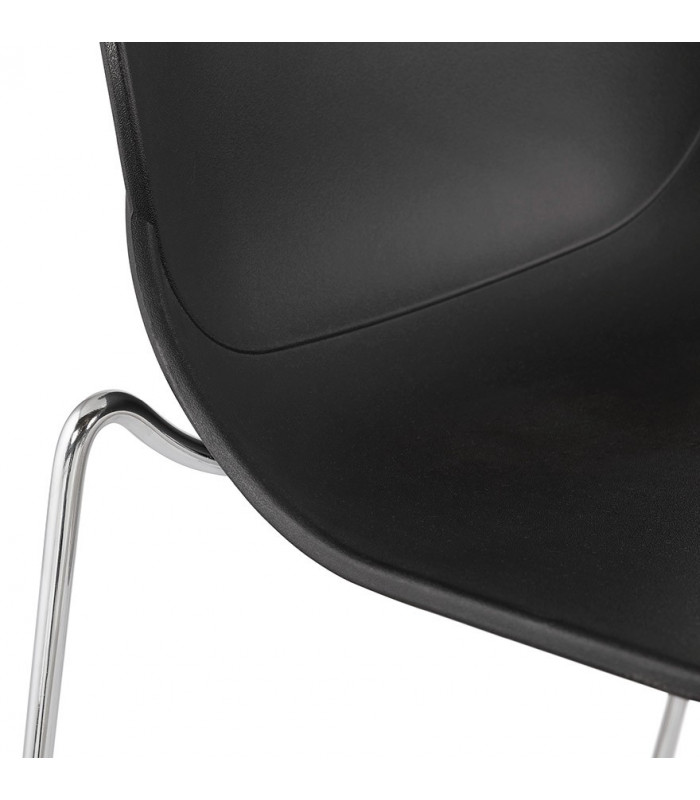 Tabouret de bar design noir en plastique et métal Reman