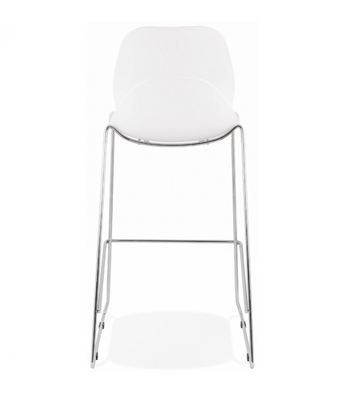 Tabouret de bar design blanc en plastique et métal Reman