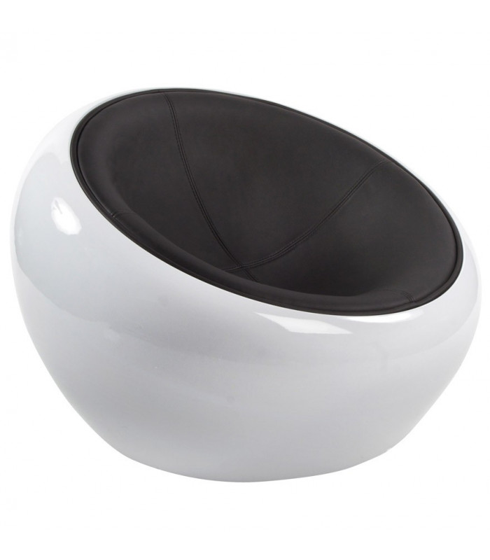 Fauteuil design blanc en plastique et similicuir Everett
