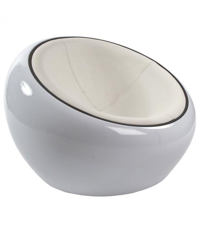 Fauteuil design blanc en plastique et similicuir Everett
