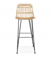 Tabouret de bar design naturel en bois et métal Giamatti