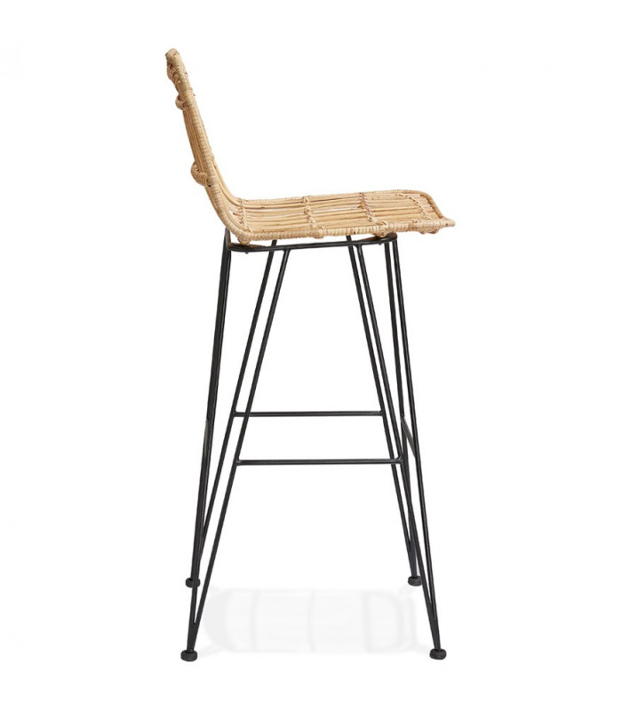 Tabouret de bar design naturel en bois et métal Giamatti