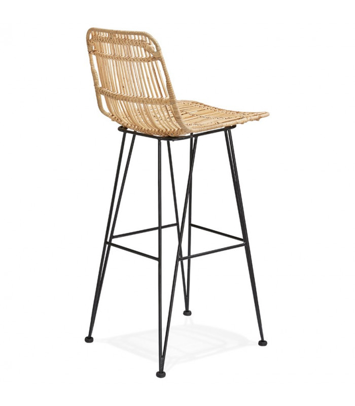 Tabouret de bar design naturel en bois et métal Giamatti