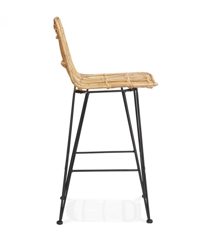Tabouret de bar design naturel en bois et métal Giamatti Mini