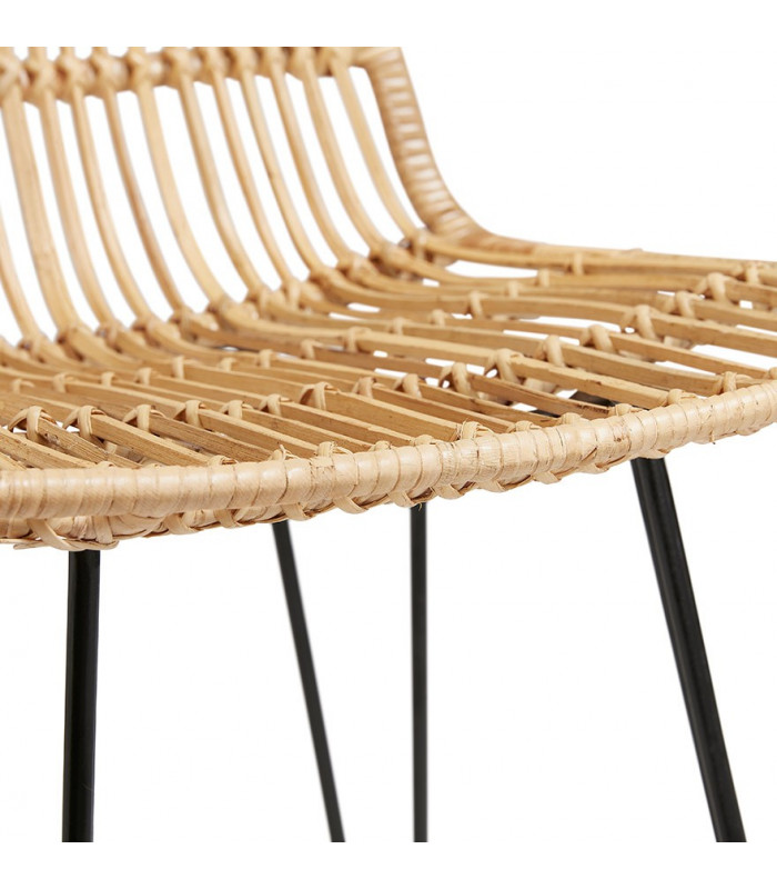 Tabouret de bar design naturel en bois et métal Giamatti Mini