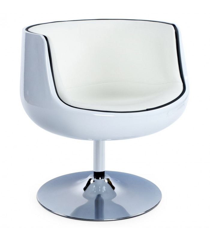 Fauteuil design blanc en plastique et similicuir Drayton