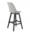 Tabouret de bar design gris en tissu et bois Leila
