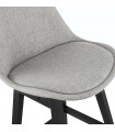 Tabouret de bar design gris en tissu et bois Leila