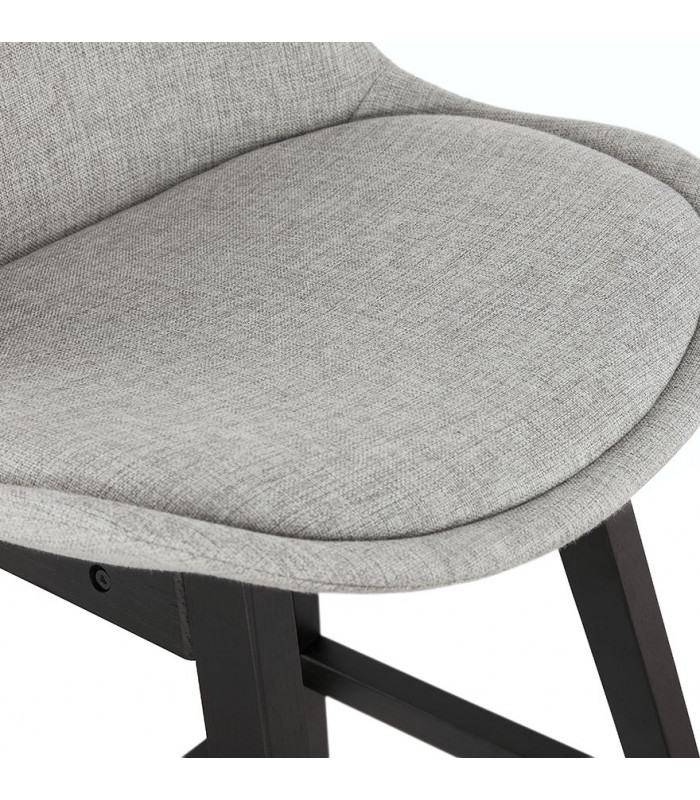 Tabouret de bar design gris en tissu et bois Leila