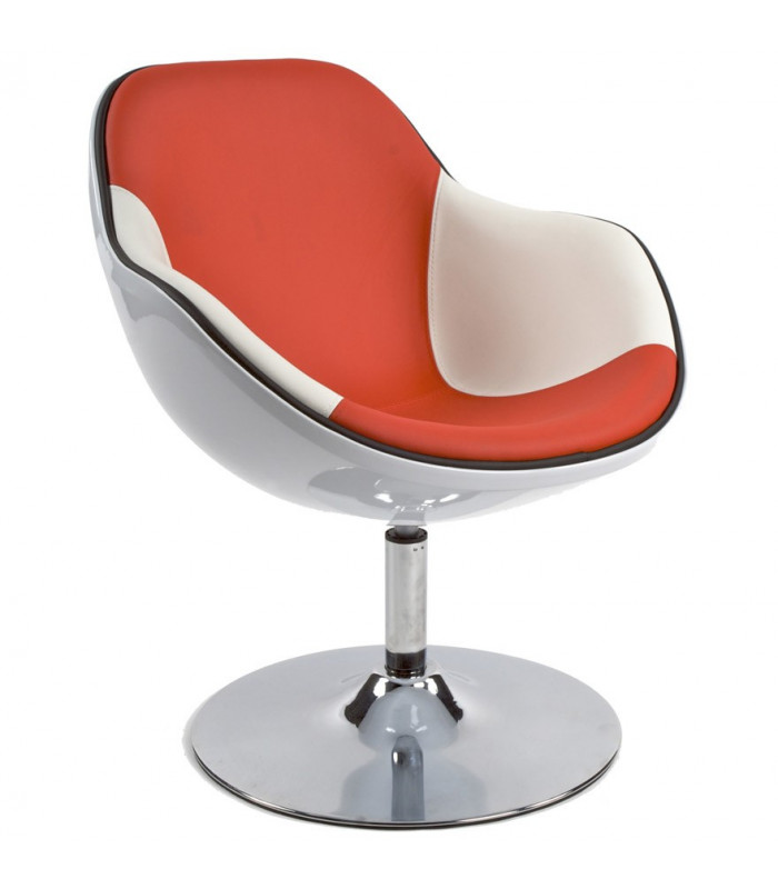 Fauteuil design blanc en plastique et similicuir Cambourne