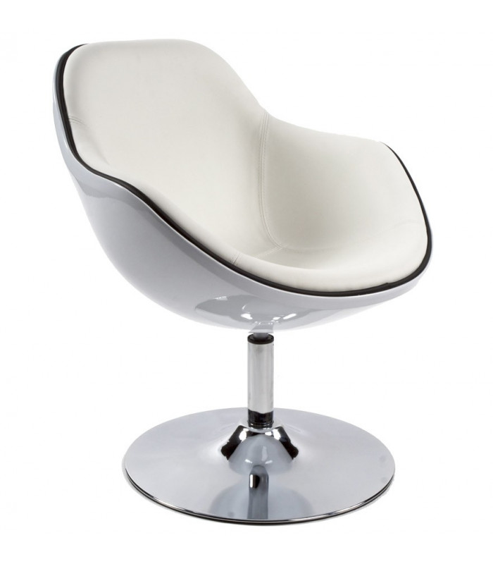 Fauteuil design blanc en plastique et similicuir Cambourne