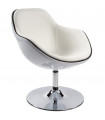 Fauteuil design blanc en plastique et similicuir Cambourne
