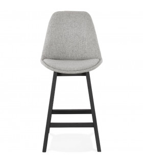 Tabouret de bar design gris en tissu et bois Leila Mini