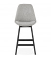 Tabouret de bar design gris en tissu et bois Leila Mini