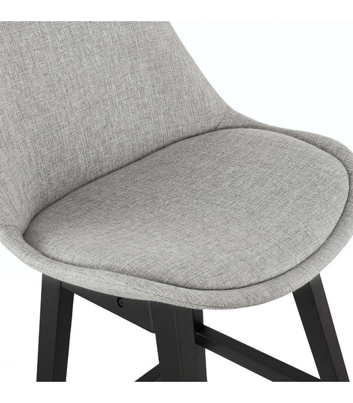 Tabouret de bar design gris en tissu et bois Leila Mini