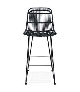 Tabouret de bar design noir en bois et métal Giamatti Mini
