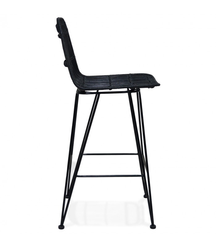 Tabouret de bar design noir en bois et métal Giamatti Mini