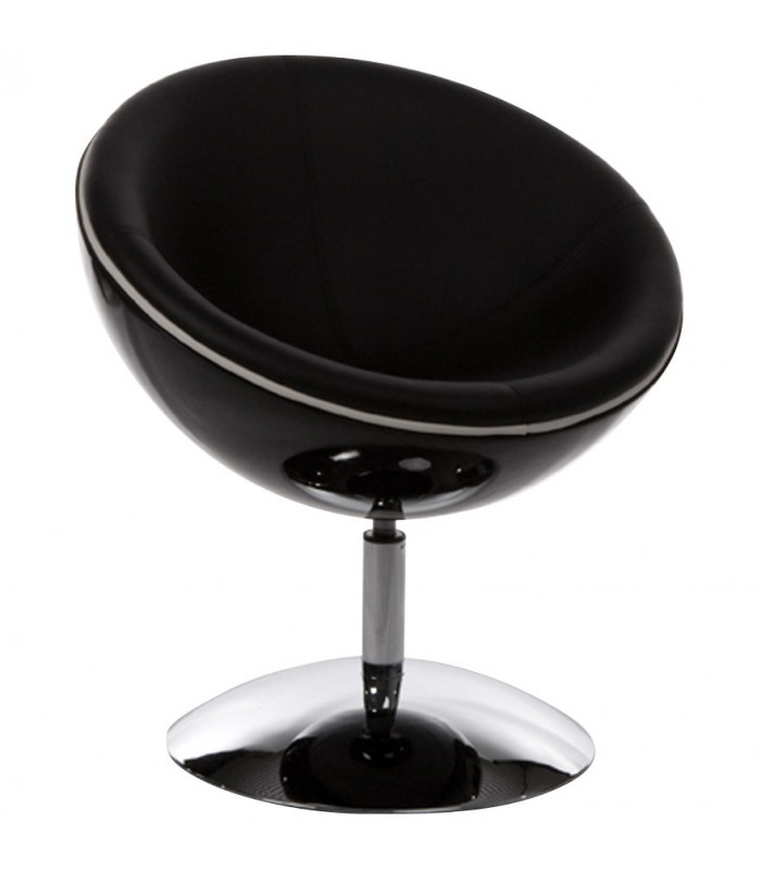 Fauteuil design noir en plastique et similicuir Moro