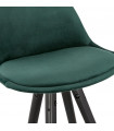 Tabouret de bar design vert en tissu et bois Blaine