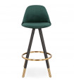 Tabouret de bar design vert en tissu et bois Blaine Mini